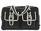 Black and white carry all diaper bag.
