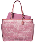 pink coach brand diaper bag.